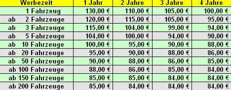 Unsere Preisliste